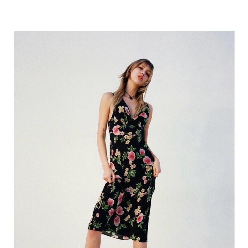 Realisation Black Floral Midi dress